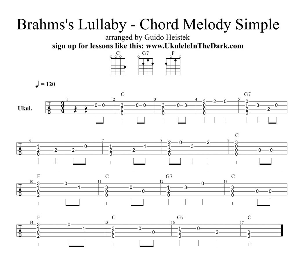 Stipendium Afskrække bryder daggry UD#96 Chord Melody: Brahms's Lullaby! | Ukulele In The Dark with Guido  Heistek